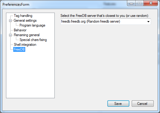 FreeDB preferences