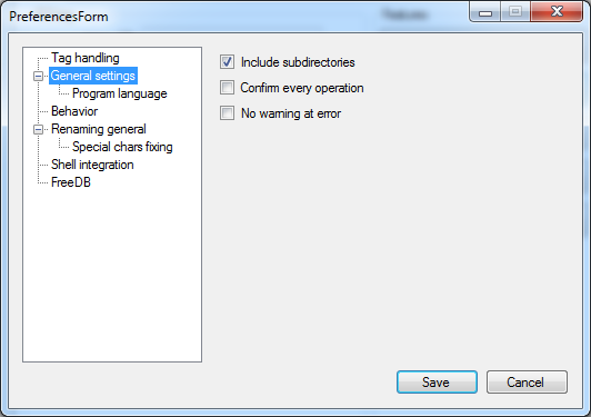 Preferences - General settings