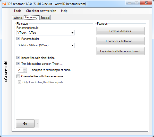 Renaming (main screen) Renaming (main screen)
